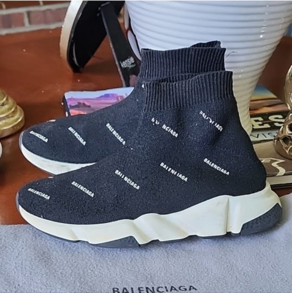 Balenciaga Kids Black and White Sock Sneakers